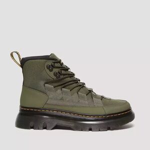 NWOB Dr. Martens Boury Leather Casual Boots Khaki Green M10 L11 Utility Grunge